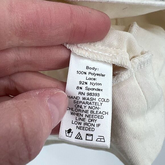 Loft Sequin & Dennis Basso Lace overlay sweatshirt Top XS Sweaters Pullover Gray - Picture 13 of 16